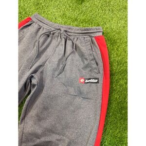 Lotto Mens Gray Jogger Sweatpants Red Side Stripe Large XL Italian Sport Design